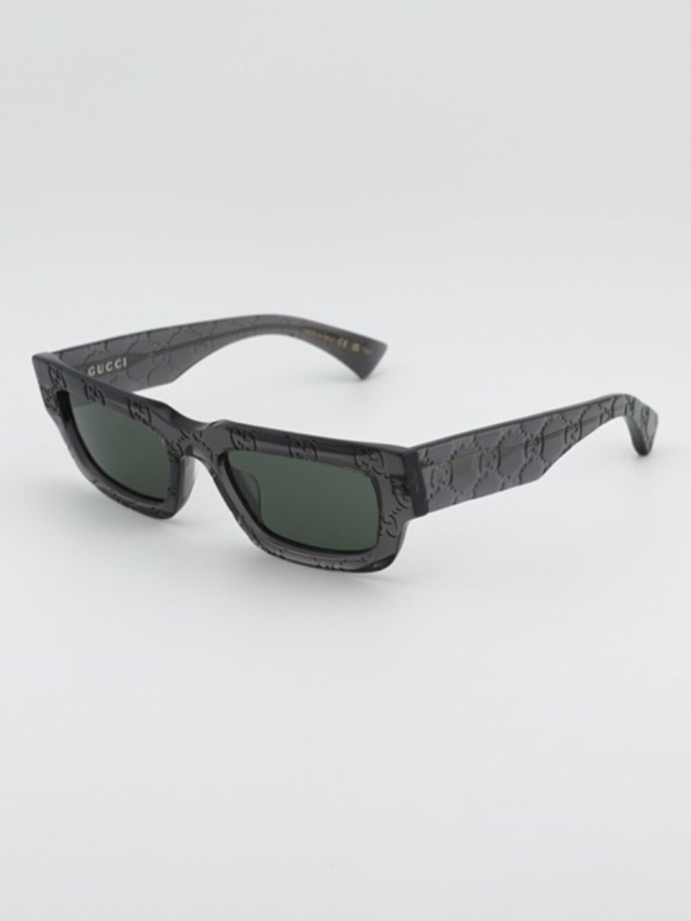 Gucci GG1838S 011 Sunglasses Grey with GG Pattern Rectangle Frame, Grey Lenses